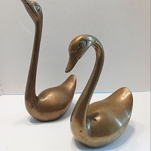 Vintage Brass Swans Duck